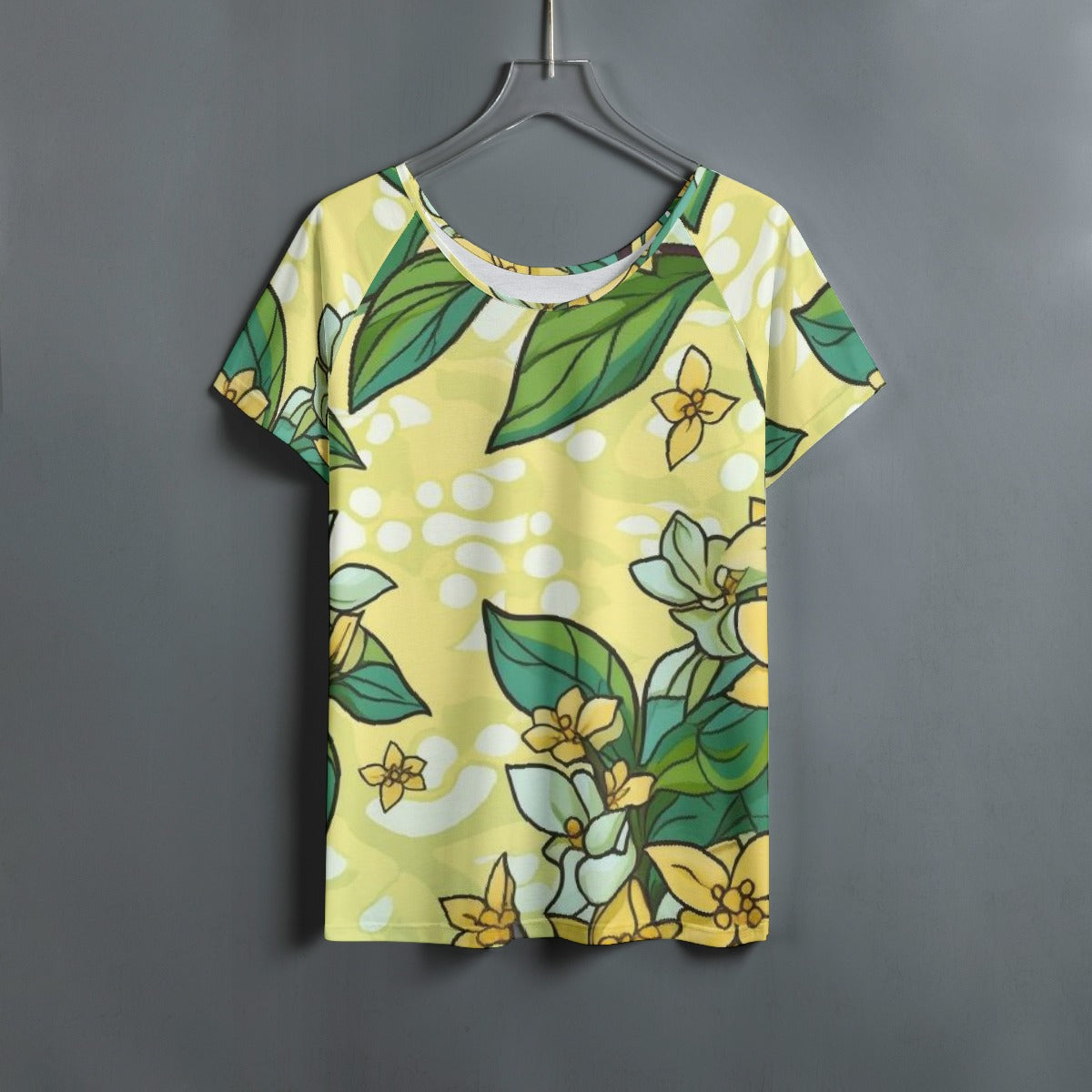 All-Over Print Women's Round Neck T-shirt With Raglan Sleeve