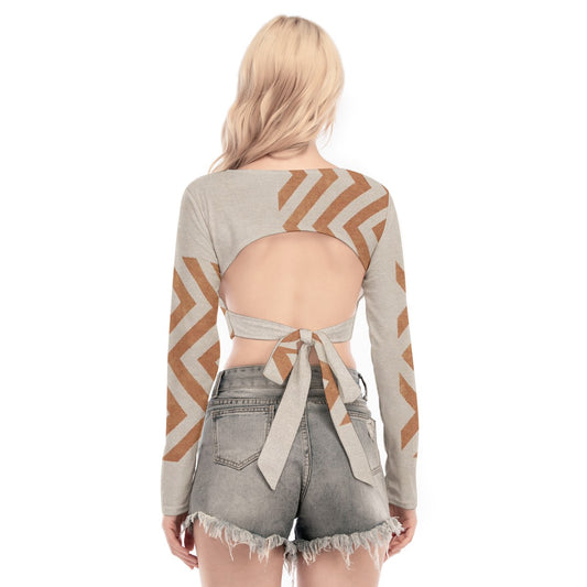 All-Over Print Women's Back Hollow T-shirt With Strap