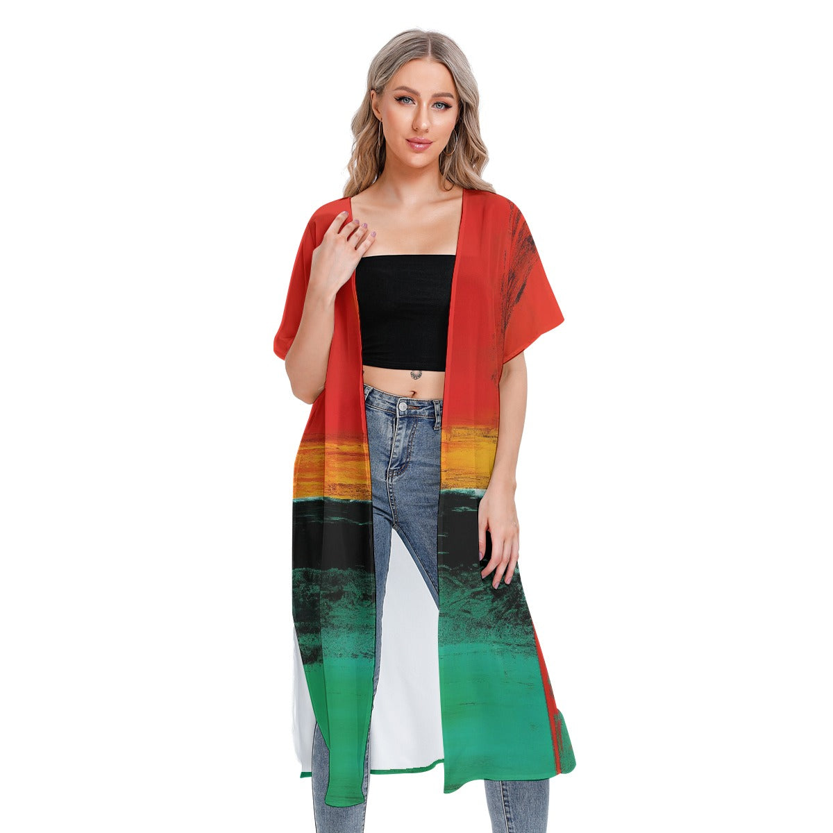 All-Over Print Women's Short Sleeve Cardigan