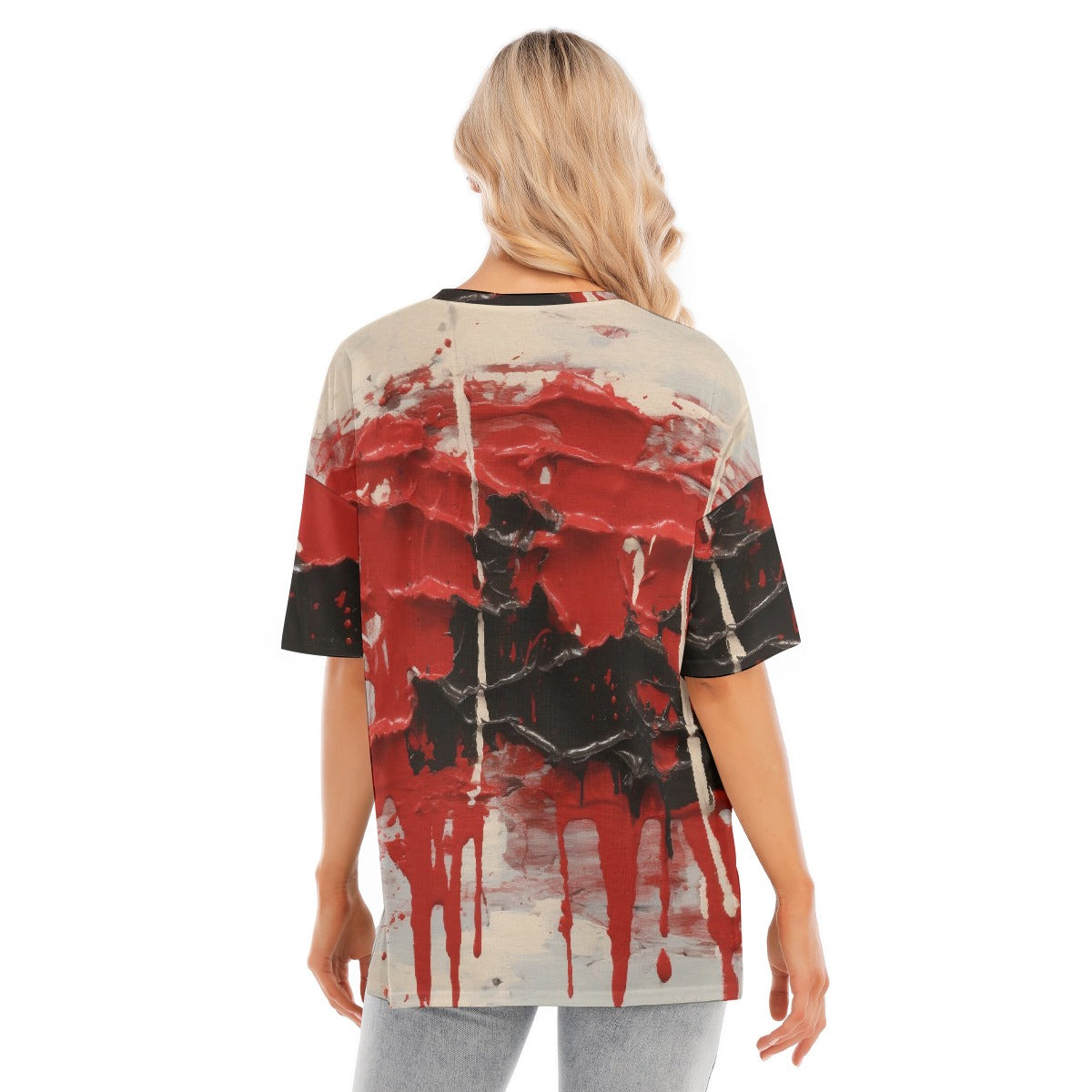 All-Over Print Women's Short Sleeves T-shirt With Hem Split