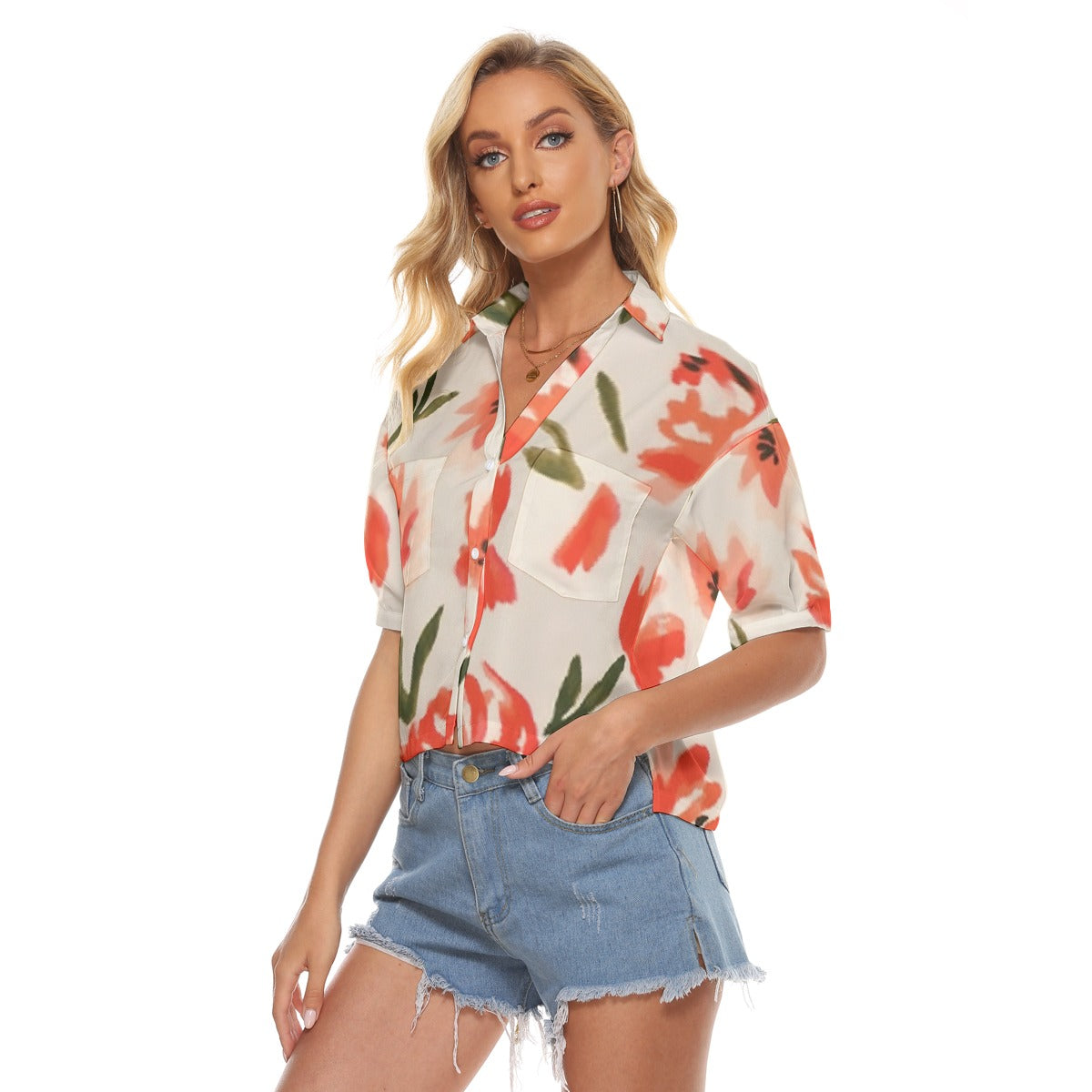 All-Over Print Women's V-neck Shirts