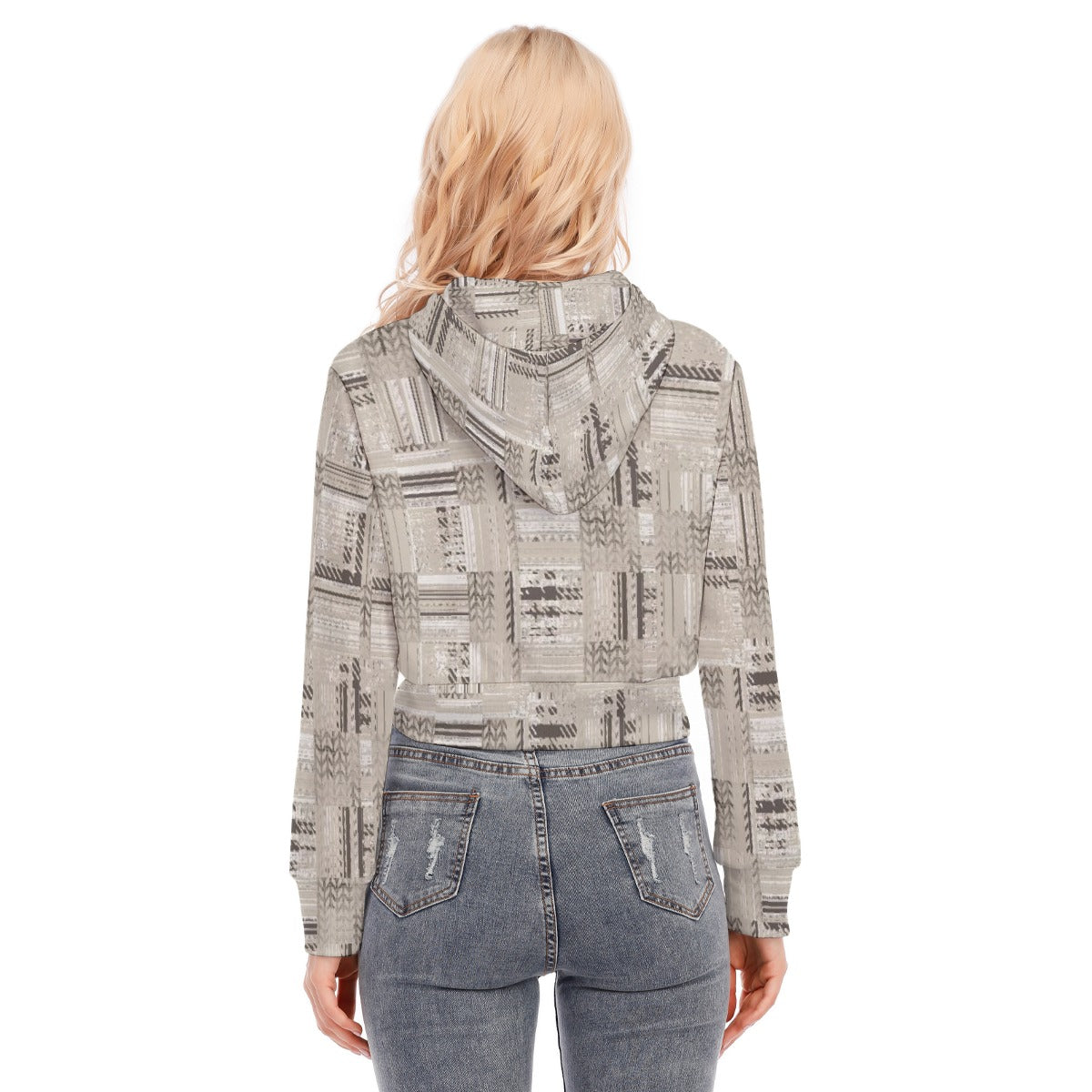 All-Over Print Women's Crop Top Hoodie With Zipper Closure