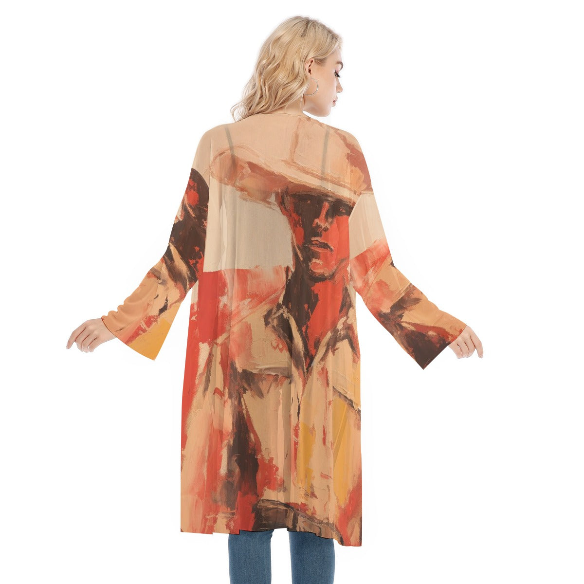 All- Over Print Women's Long Sleeve Mesh Cardigan