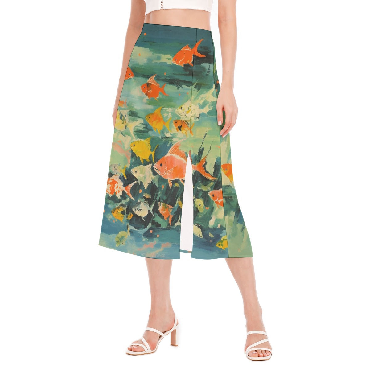 All-Over Print Women's High Slit Long Skirt