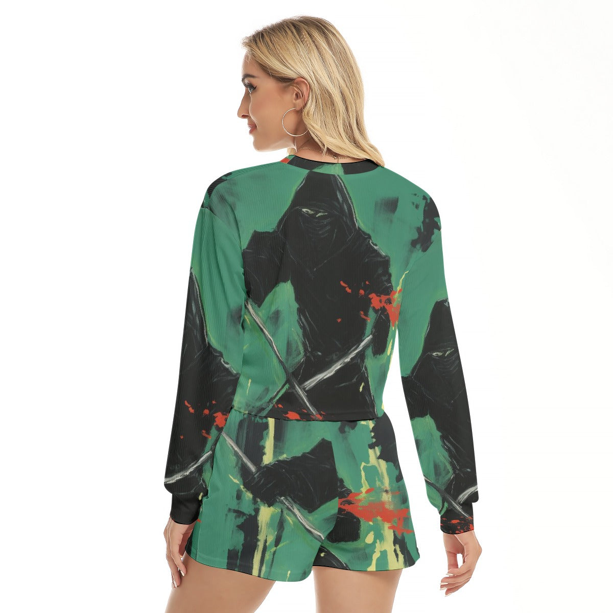 All-Over Print Women's Short Sweatshirt And Pants Suit