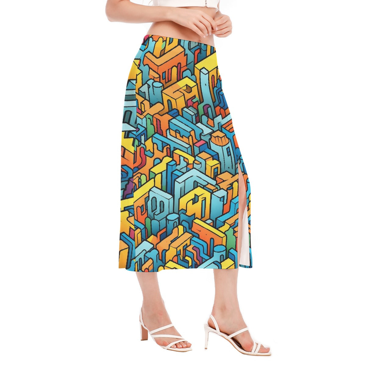 All-Over Print Women's High Slit Long Skirt
