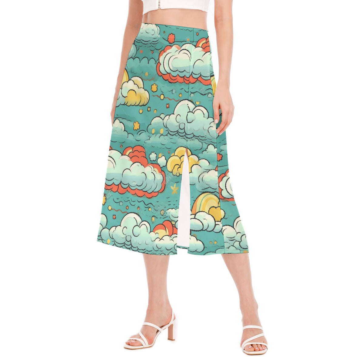 All-Over Print Women's High Slit Long Skirt