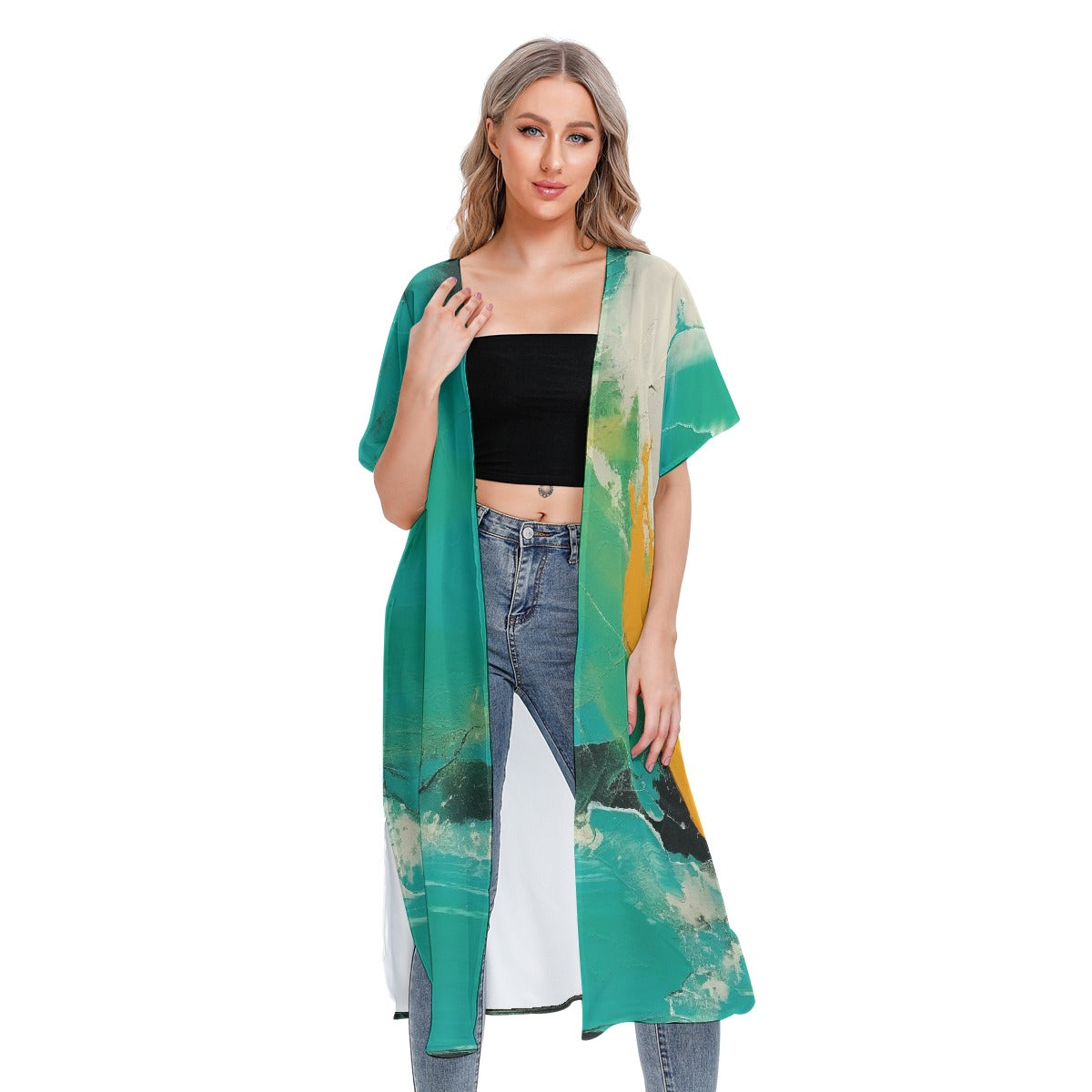 All-Over Print Women's Short Sleeve Cardigan