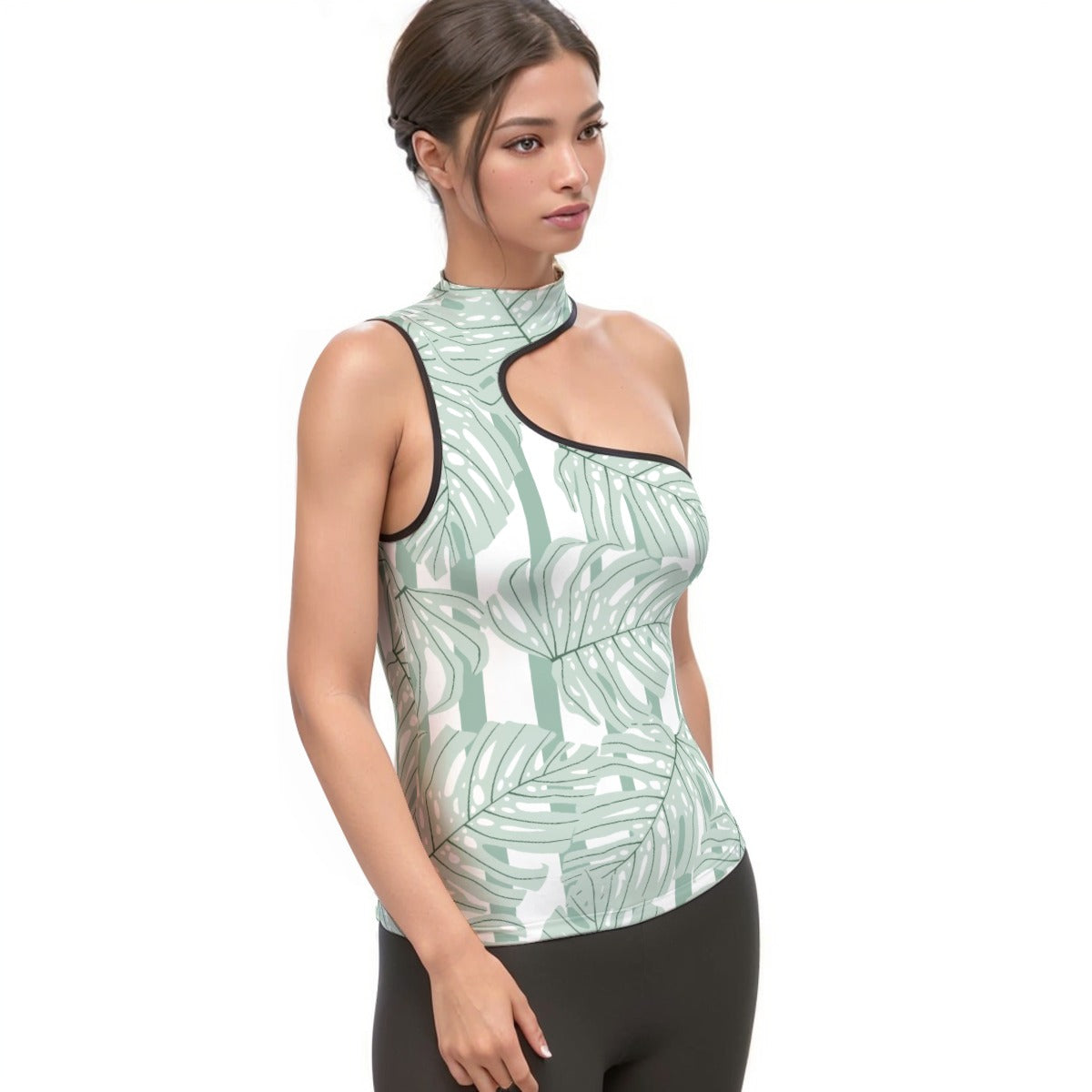 All-Over Print Women's Halter Sleeveless Asymmetrical Tank Top