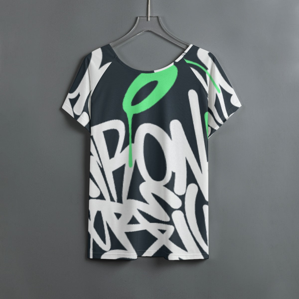 All-Over Print Women's Round Neck T-shirt With Raglan Sleeve