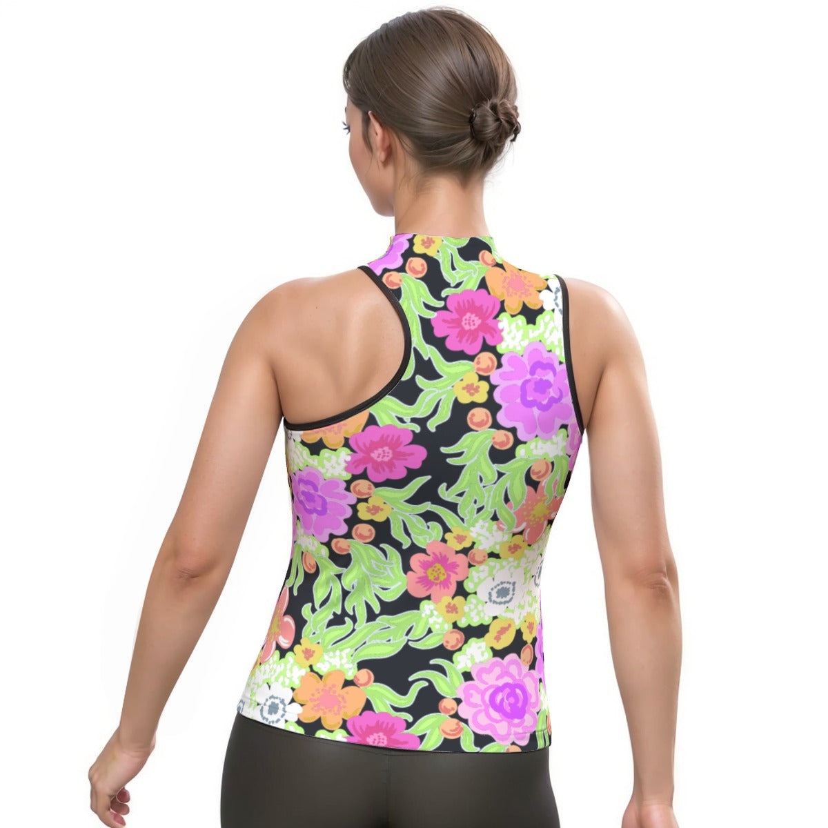 All-Over Print Women's Halter Sleeveless Asymmetrical Tank Top