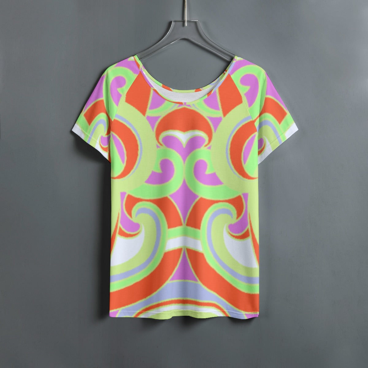 All-Over Print Women's Round Neck T-shirt With Raglan Sleeve
