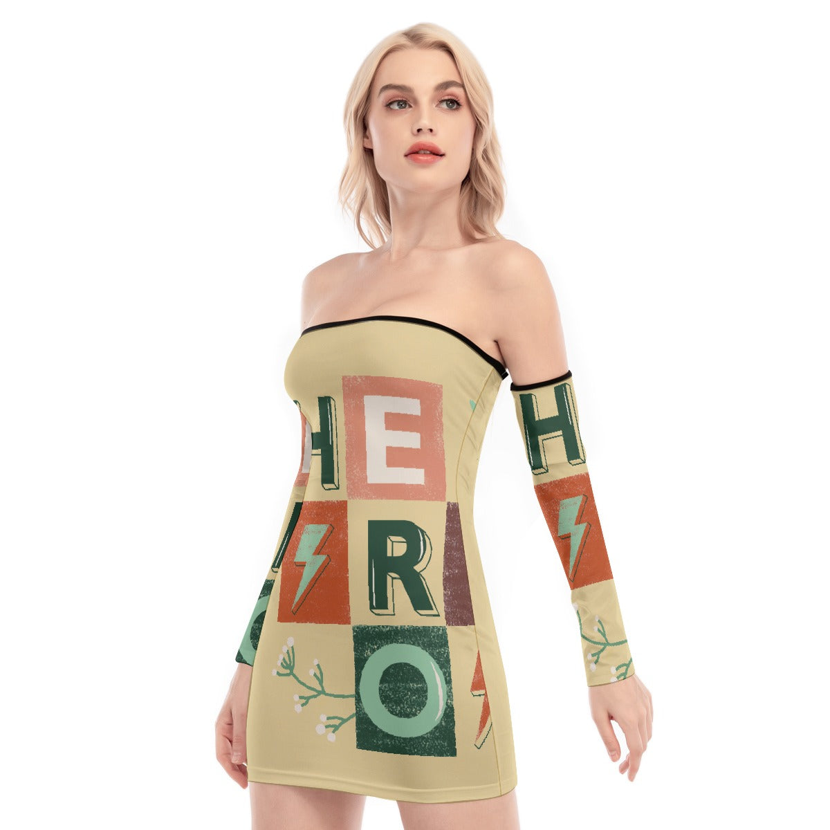 All-Over Print Women's Off-shoulder Back Lace-up Dress