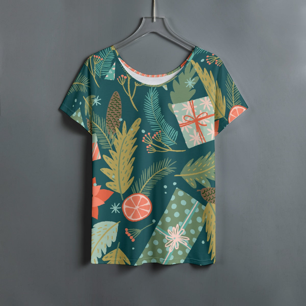 All-Over Print Women's Round Neck T-shirt With Raglan Sleeve