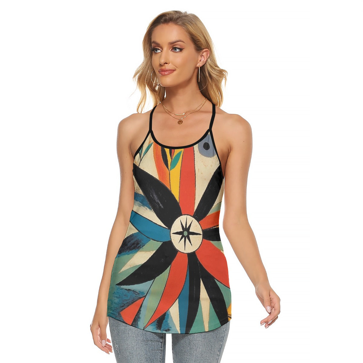 All-Over Print Women's Criss-Cross Open Back Tank Top