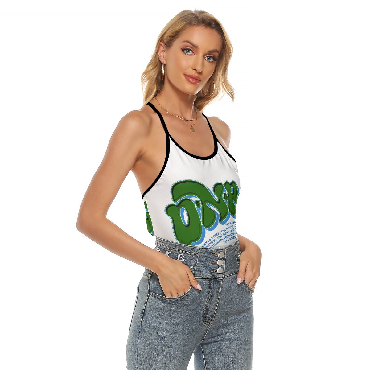 All-Over Print Women's Criss-Cross Open Back Tank Top