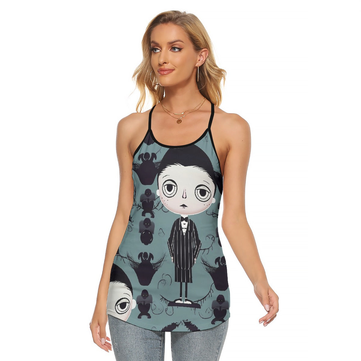 All-Over Print Women's Criss-Cross Open Back Tank Top