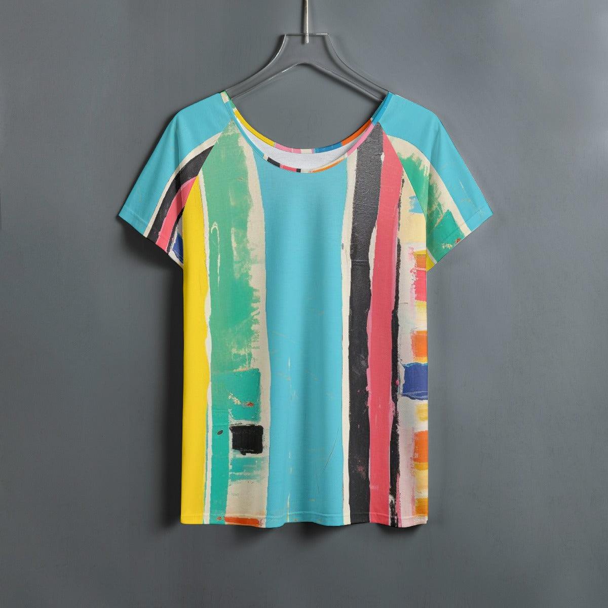 All-Over Print Women's Round Neck T-shirt With Raglan Sleeve