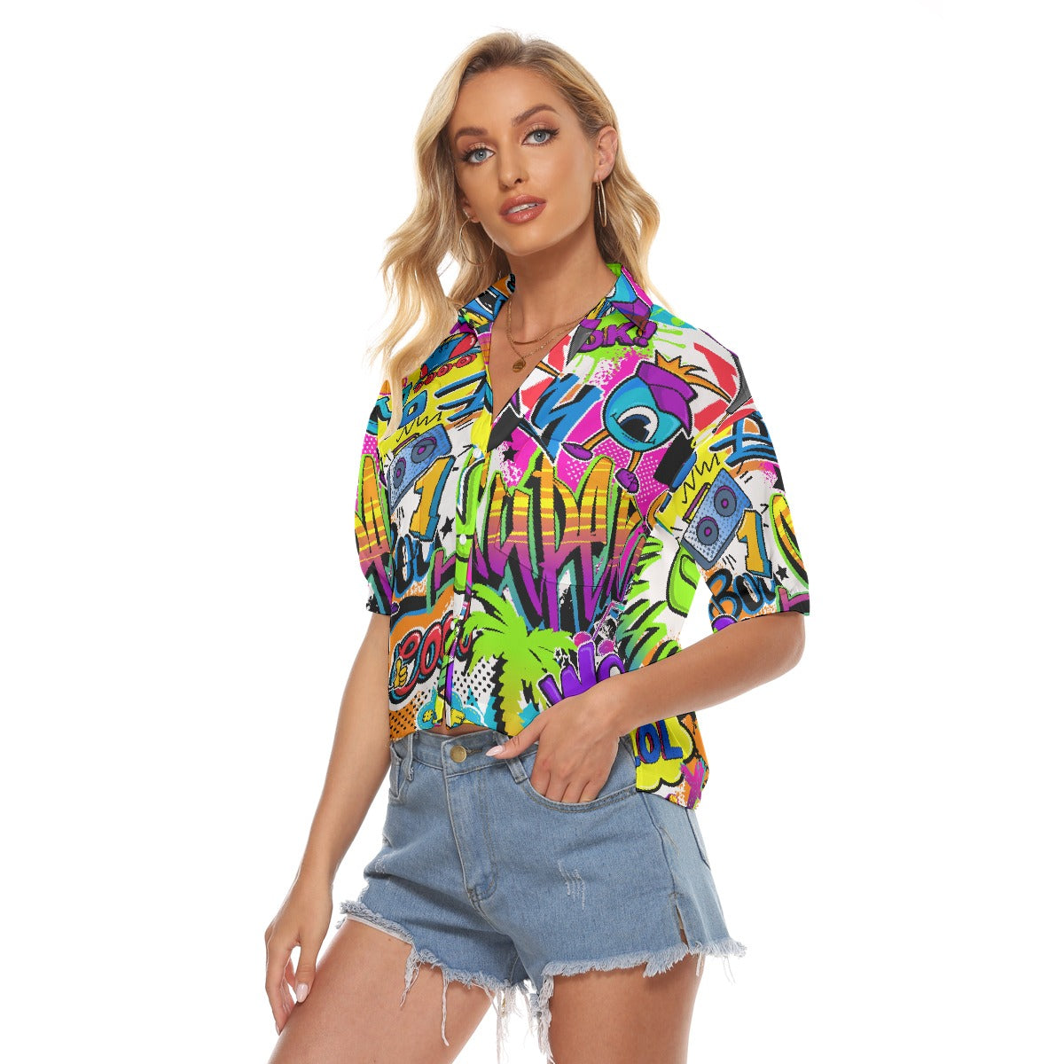 All-Over Print Women's V-neck Shirts