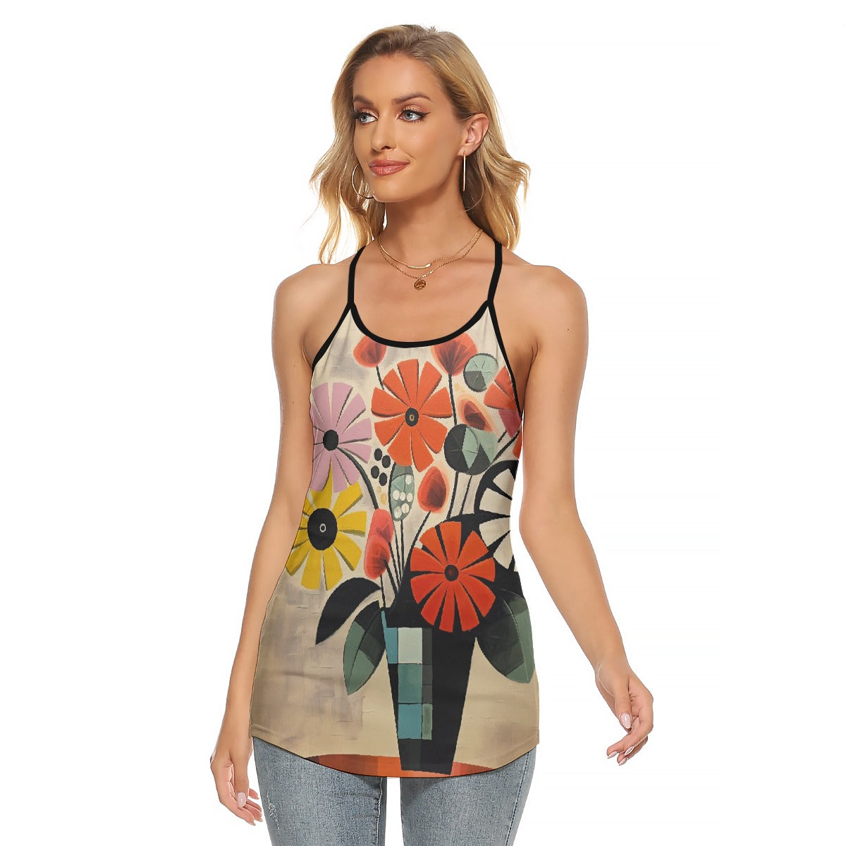 All-Over Print Women's Criss-Cross Open Back Tank Top