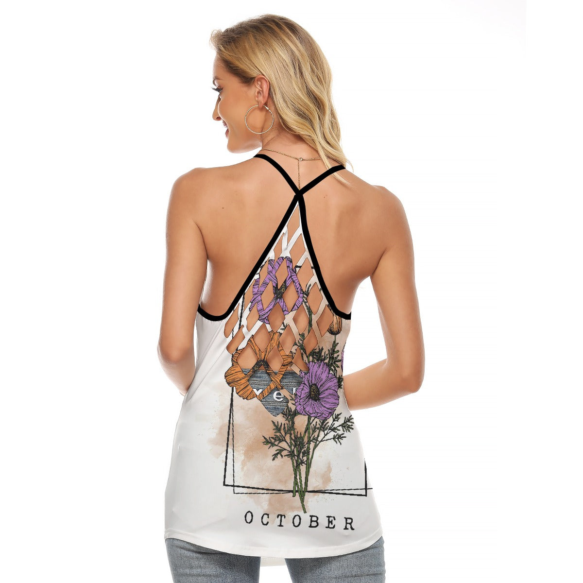 All-Over Print Women's Criss-Cross Open Back Tank Top