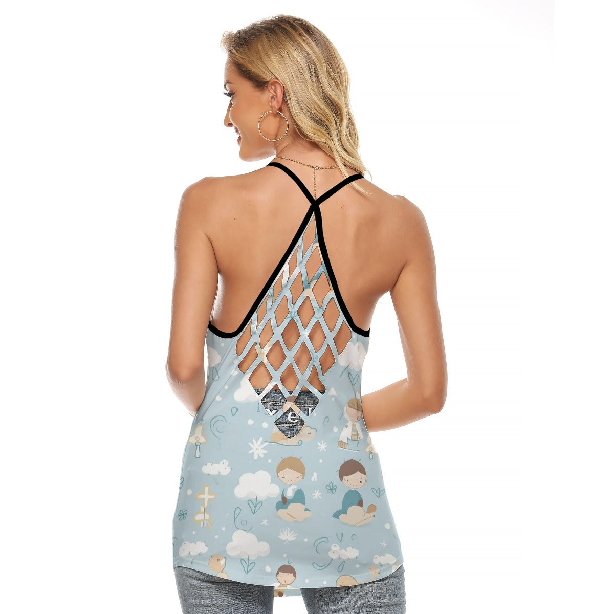 All-Over Print Women's Criss-Cross Open Back Tank Top