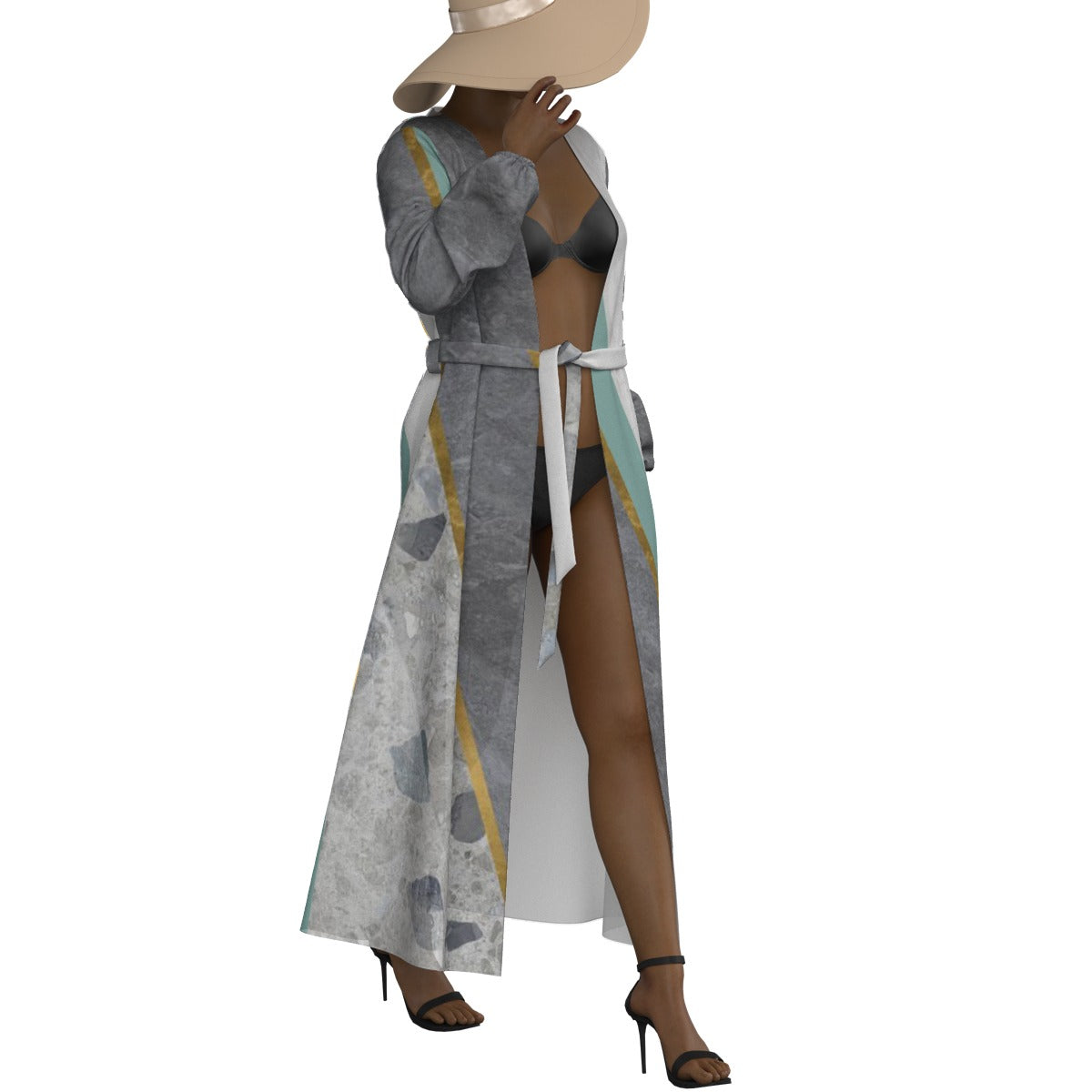 All-Over Print Women's Lace-up Chiffon Robe