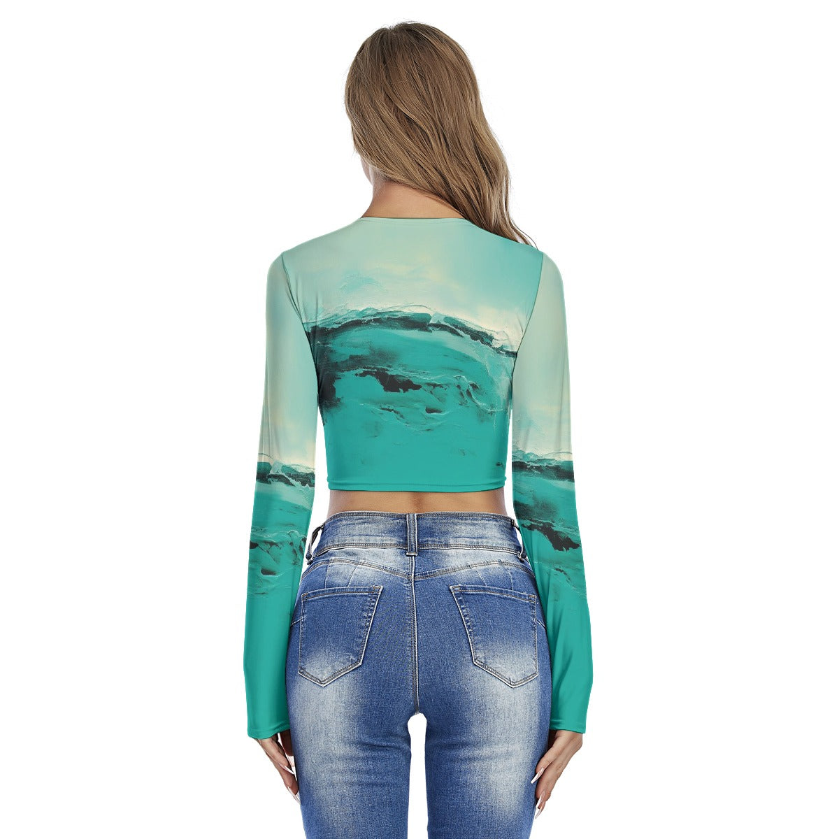 All-Over Print Women's Round Neck Crop Top T-Shirt