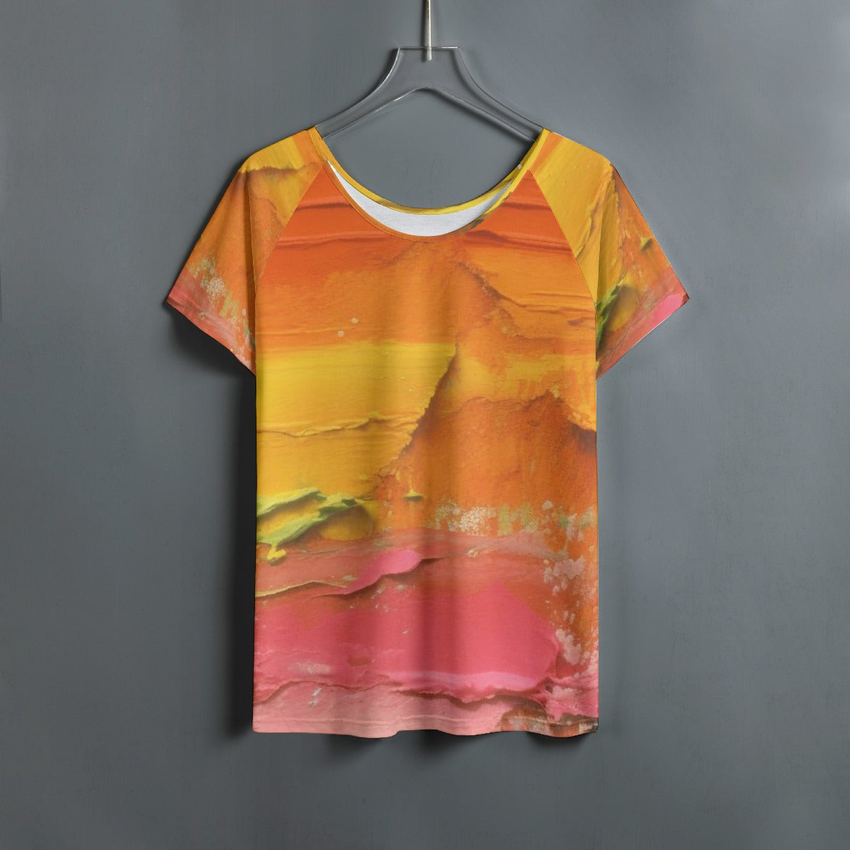All-Over Print Women's Round Neck T-shirt With Raglan Sleeve