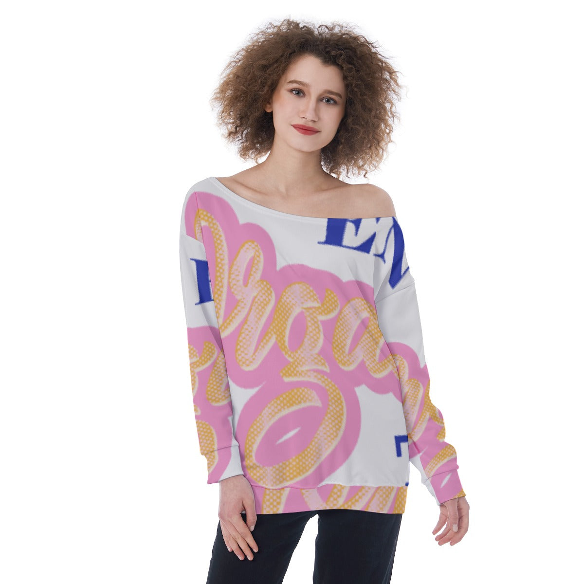 All-Over Print Oversized Women's Off-Shoulder Sweatshirt