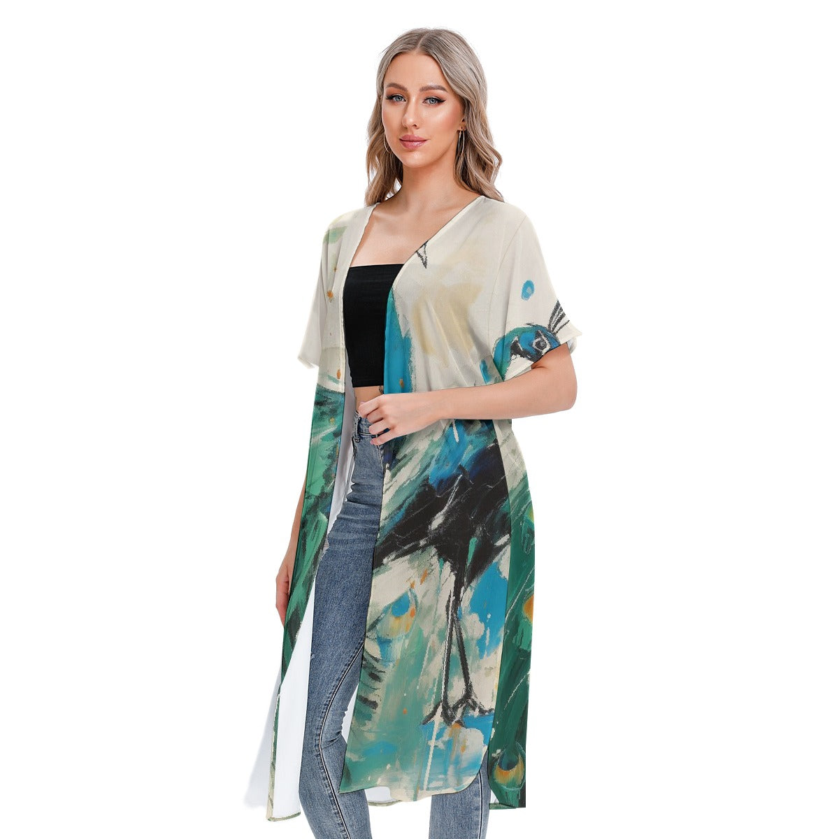 All-Over Print Women's Short Sleeve Cardigan