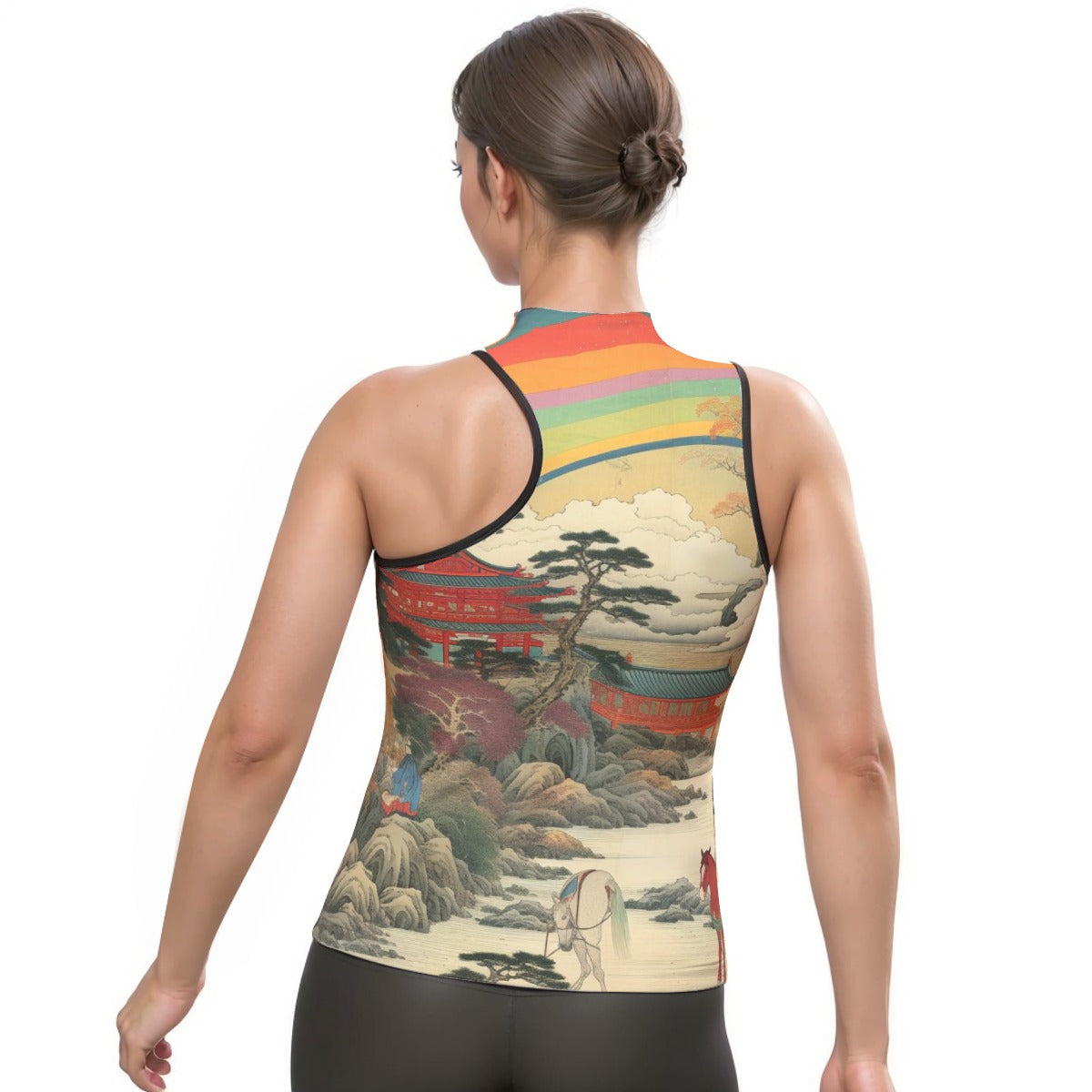 All-Over Print Women's Halter Sleeveless Asymmetrical Tank Top