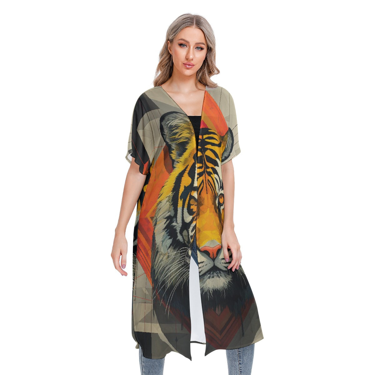 All-Over Print Women's Short Sleeve Cardigan