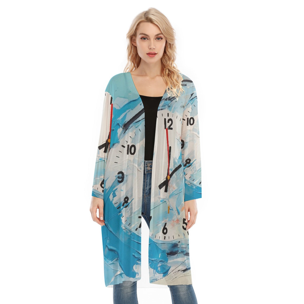 All- Over Print Women's Long Sleeve Mesh Cardigan