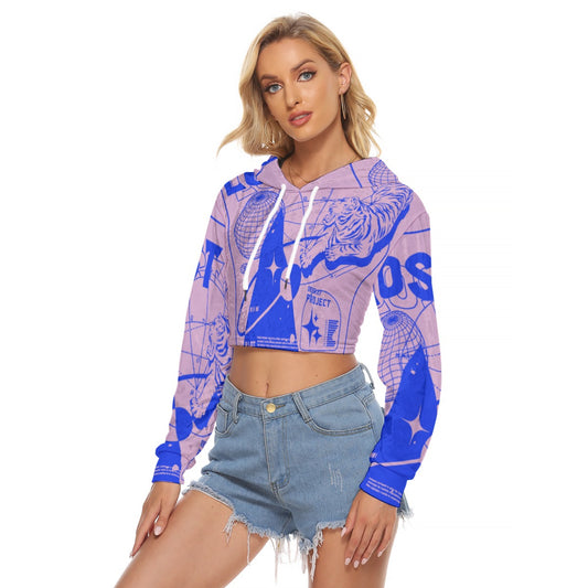 All-Over Print Women's Crop Top Hoodie|Velvet