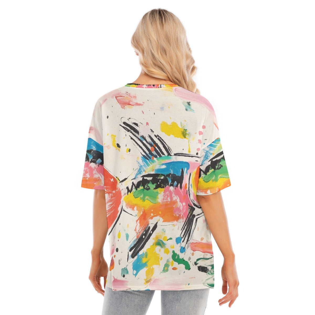 All-Over Print Women's Short Sleeves T-shirt With Hem Split
