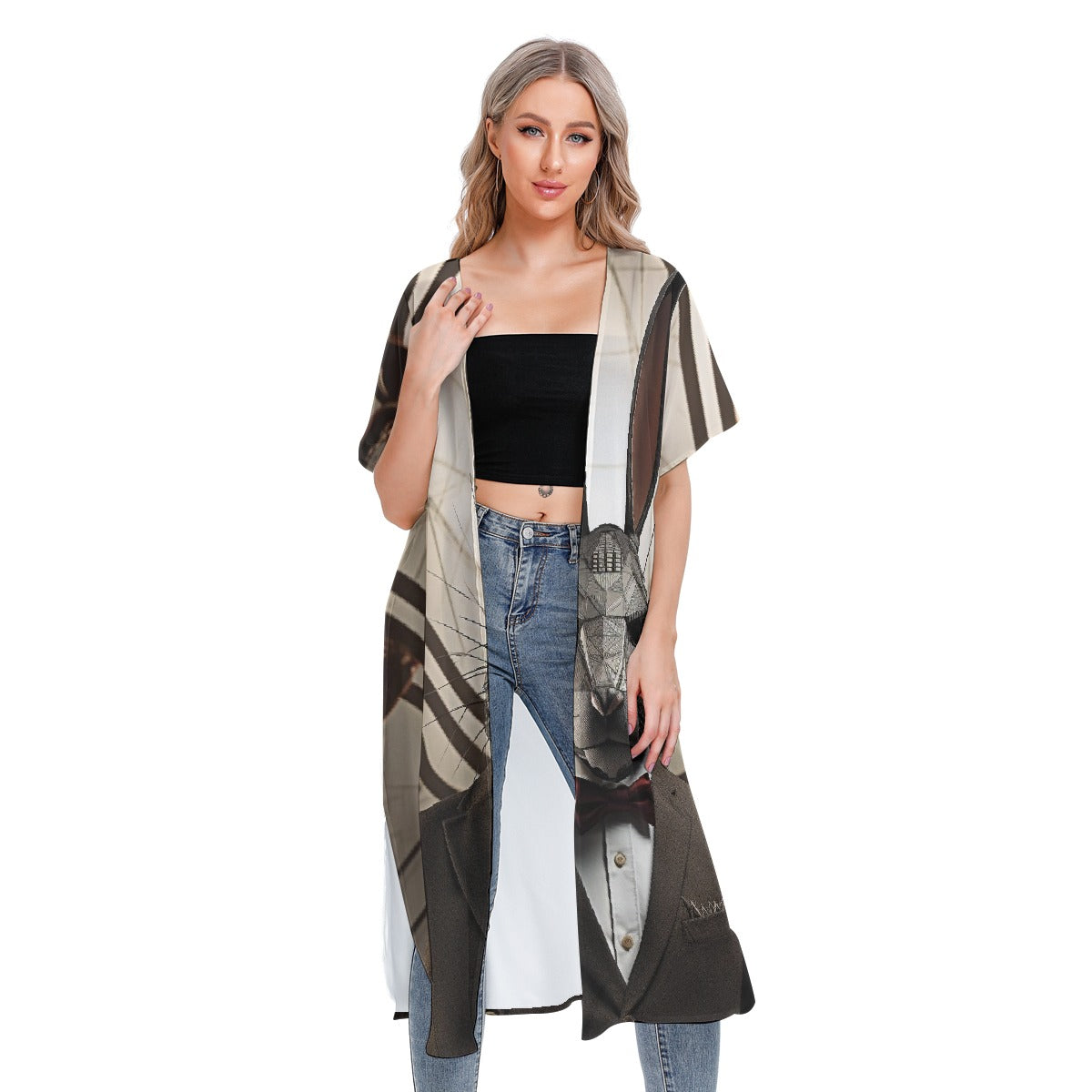 All-Over Print Women's Short Sleeve Cardigan