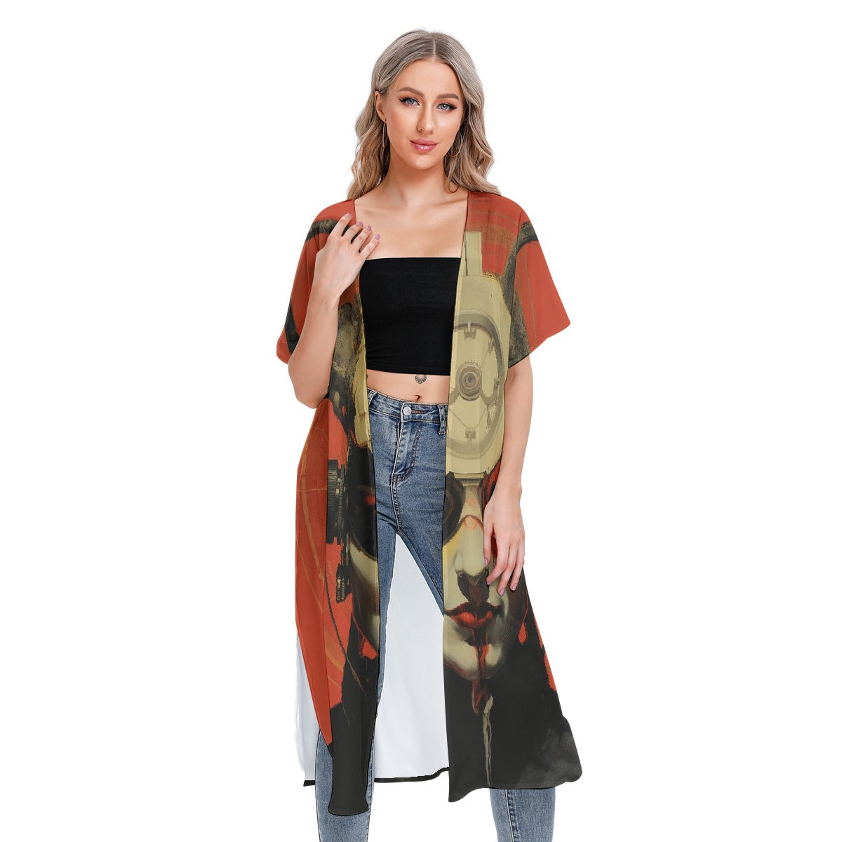 All-Over Print Women's Short Sleeve Cardigan