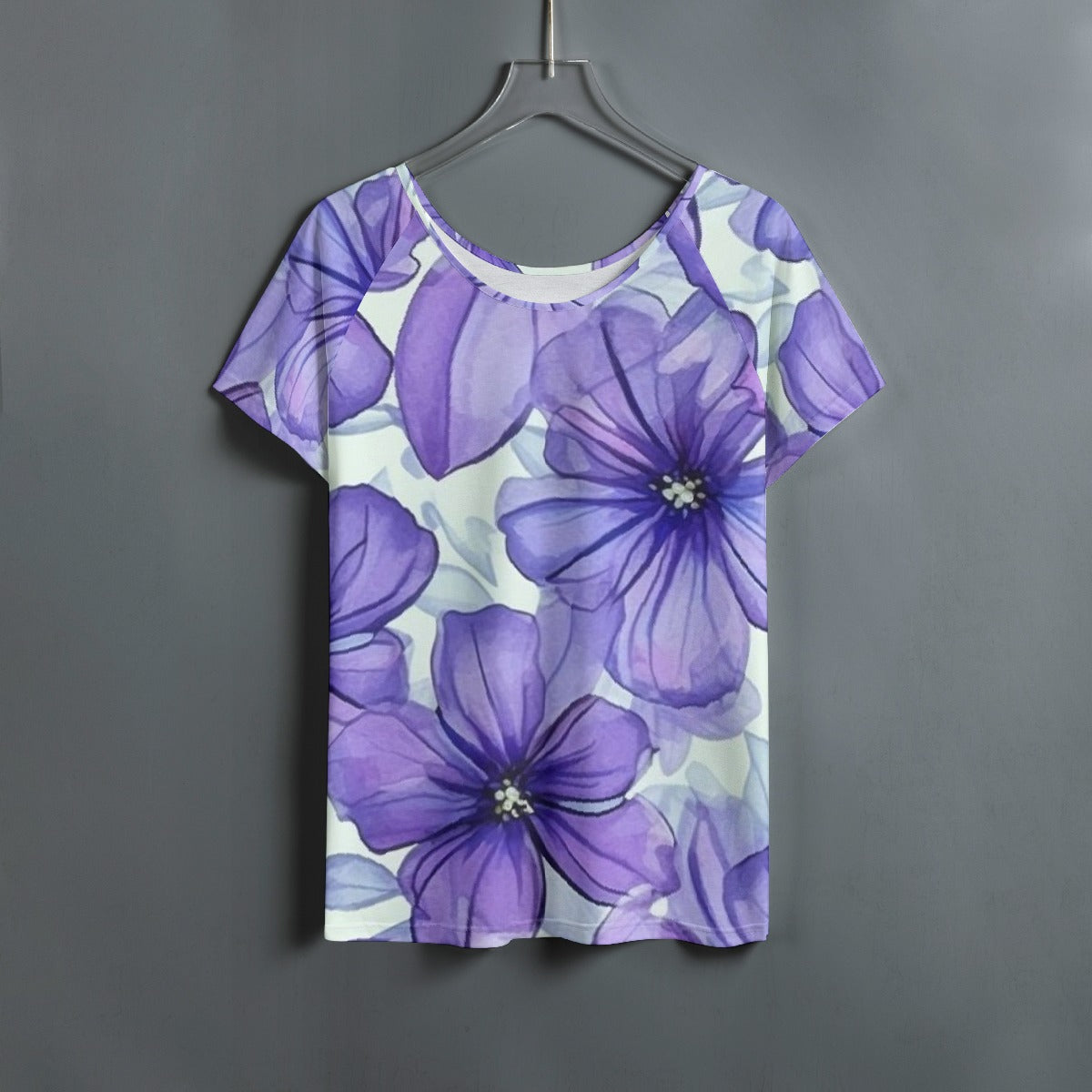 All-Over Print Women's Round Neck T-shirt With Raglan Sleeve