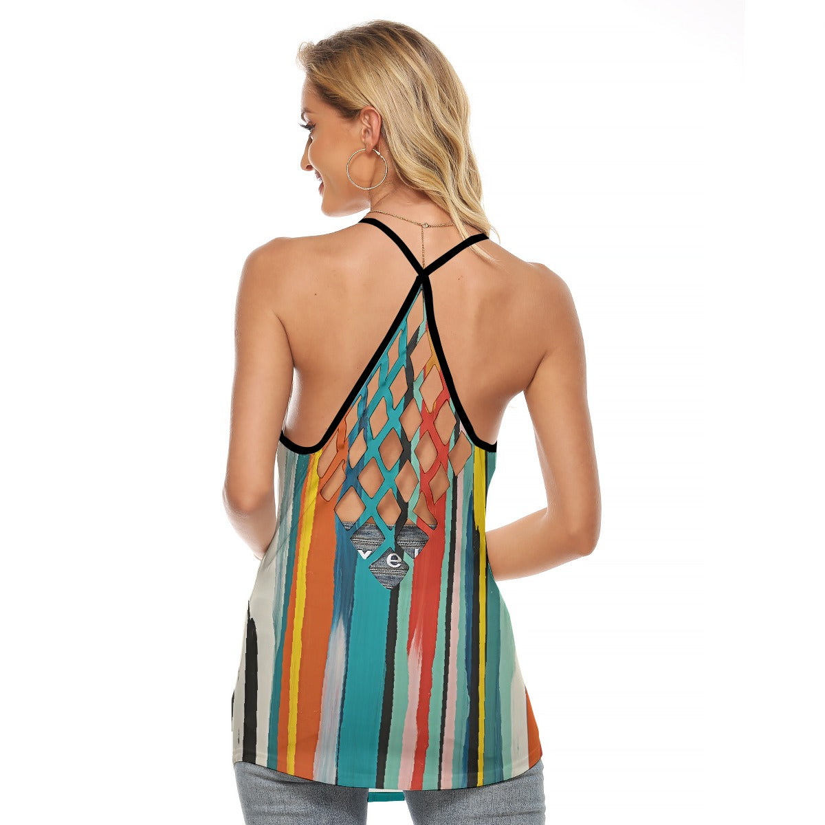 All-Over Print Women's Criss-Cross Open Back Tank Top