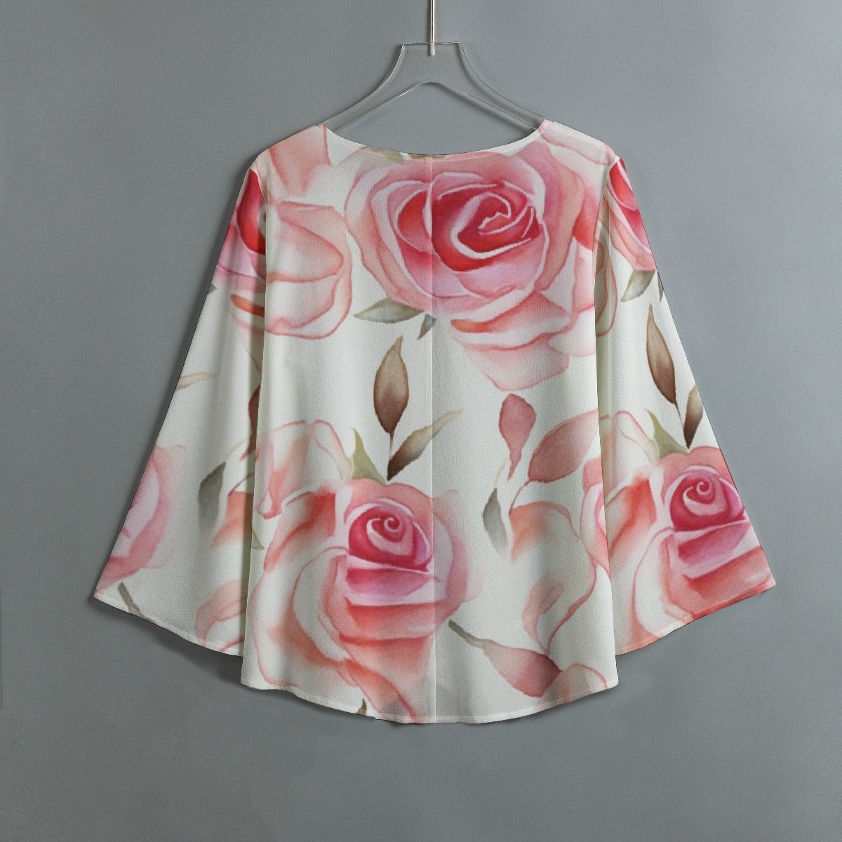 All-Over Print Women's V-neck T-shirt With Irregular Hem