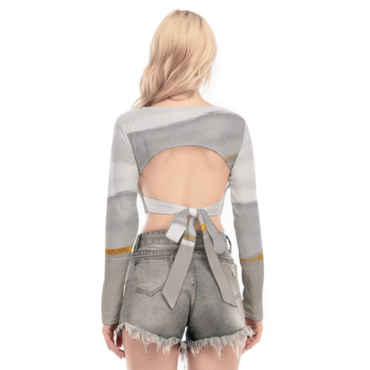 All-Over Print Women's Back Hollow T-shirt With Strap