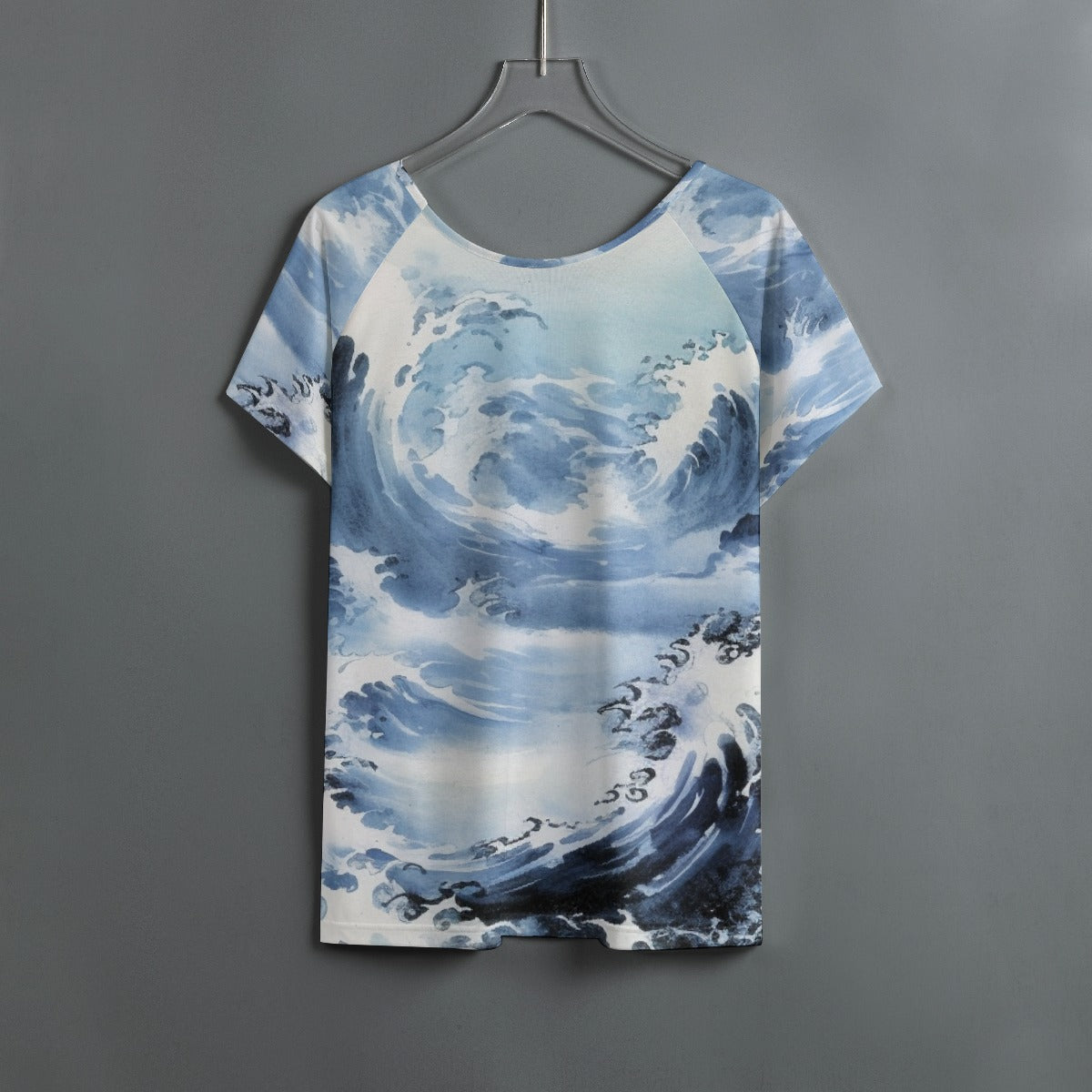 All-Over Print Women's Round Neck T-shirt With Raglan Sleeve