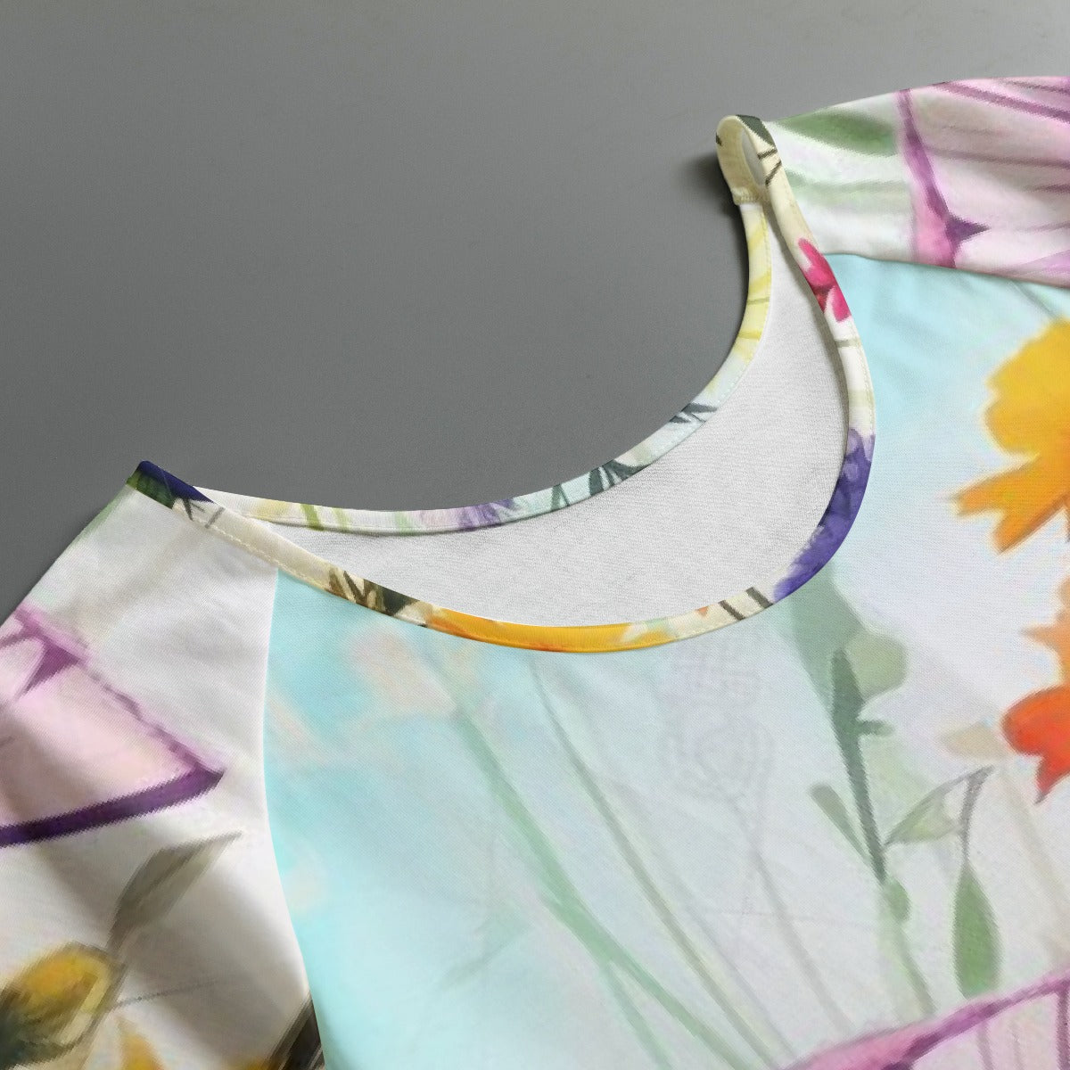 All-Over Print Women's Round Neck T-shirt With Raglan Sleeve