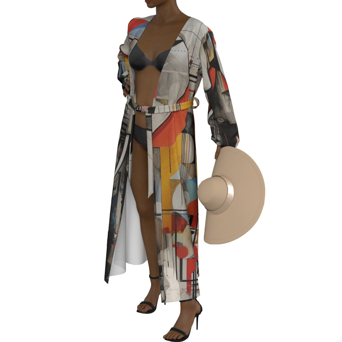 All-Over Print Women's Lace-up Chiffon Robe