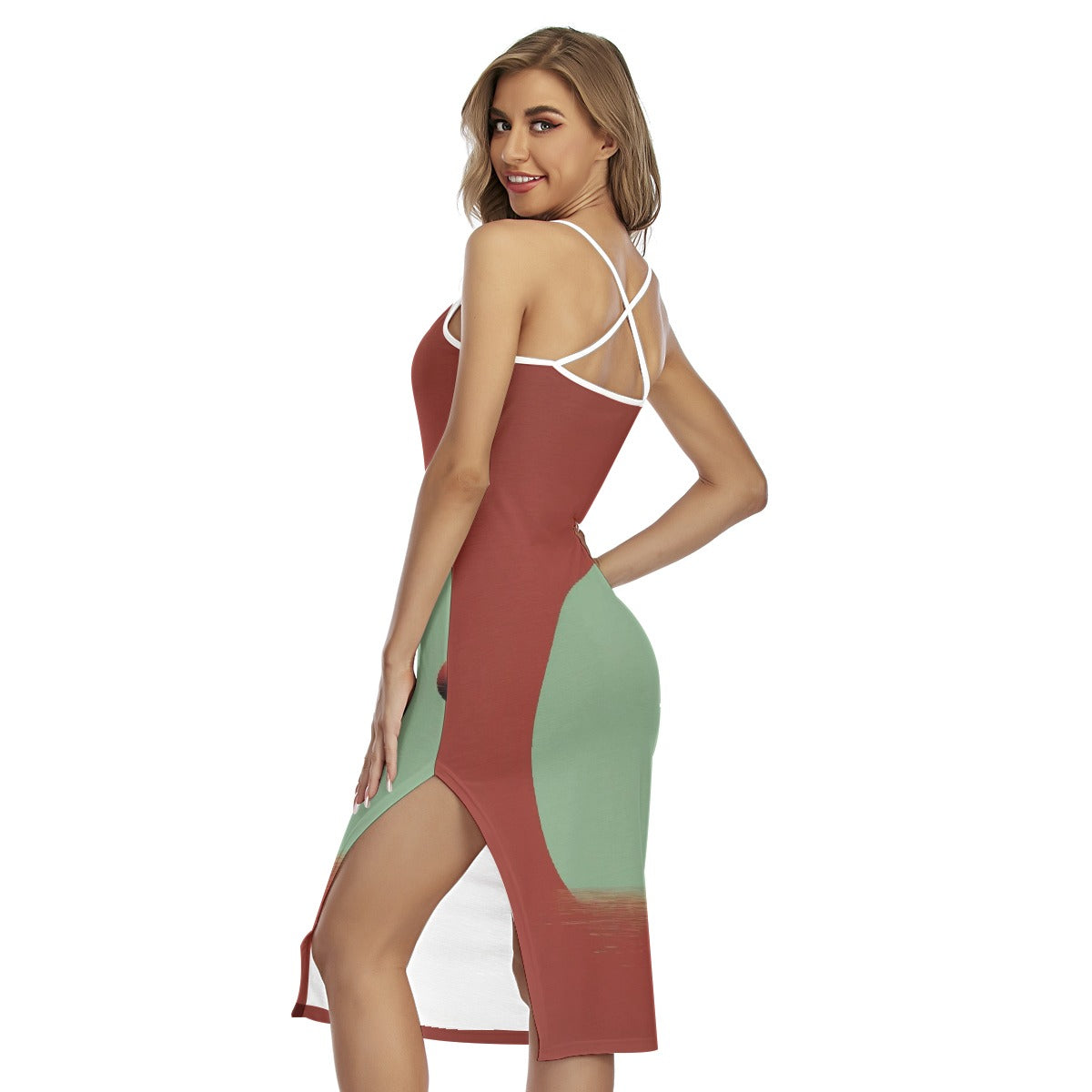 All-Over Print Women's Back Cross Cami Dress