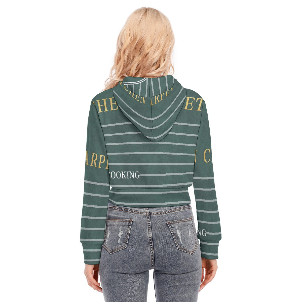 All-Over Print Women's Crop Top Hoodie With Zipper Closure