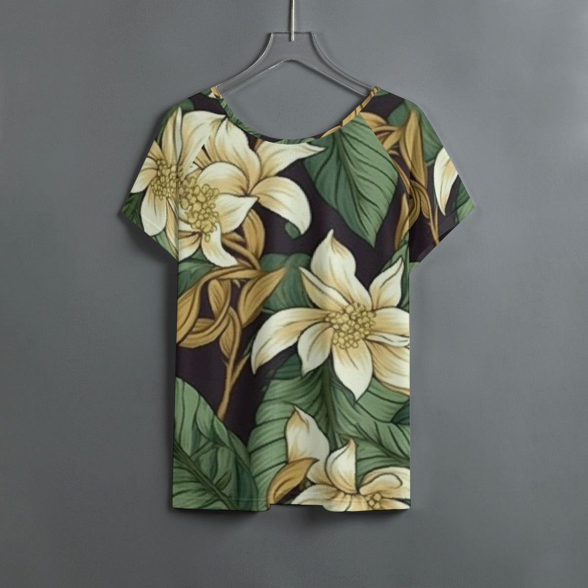 All-Over Print Women's Round Neck T-shirt With Raglan Sleeve