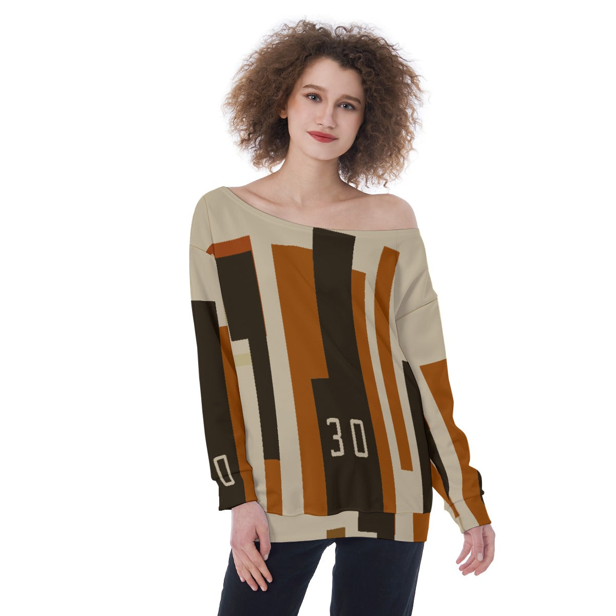 All-Over Print Oversized Women's Off-Shoulder Sweatshirt