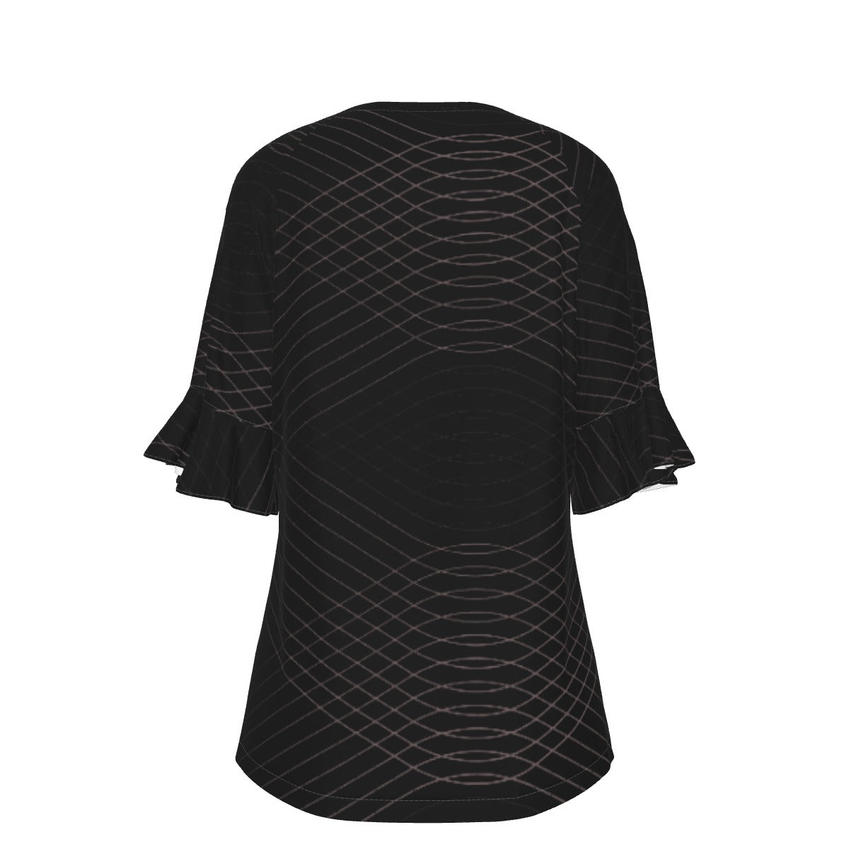 All-Over Print V-neck Women's T-shirt With Bell Sleeve